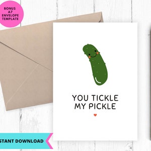 Carte imprimable Love, To Wife, You Tickle My Pickle Valentine's Card, téléchargement immédiat, imprimable, numérique, pdf