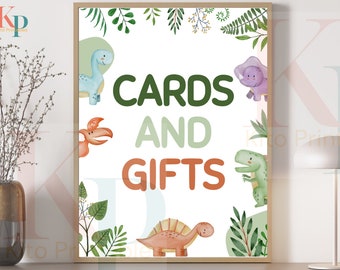 Dinosaur Cards and Gifts Sign Dino Party Prehistoric Party Birthday Sign Jungle Theme T rex Instant Download PRINTABLE 006