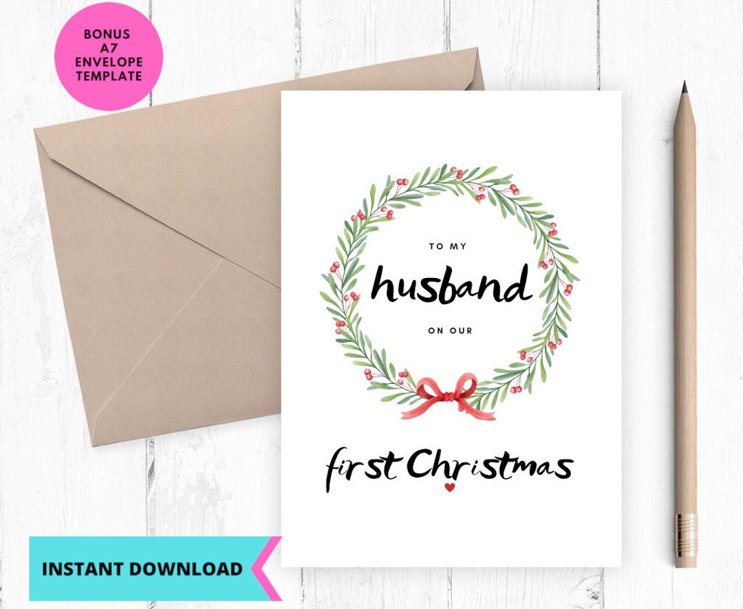 Printable Christmas Card, for Husband First Christmas Card, Instant