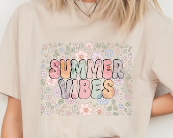 Floral Summer Vibes T-Shirt Design (Digital Download)