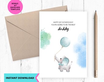 Printable Card, First Fathers Day Card, Happy Fathers Day, Best dad, Greeting Card, Printable, Digital, Download