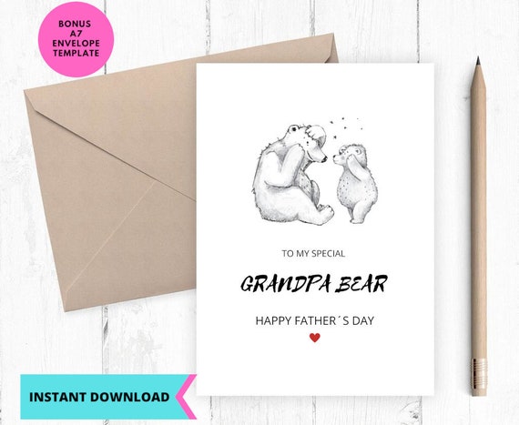 Printable Card Funny Grandfathers Day Card GRANDPA BEAR | Etsy