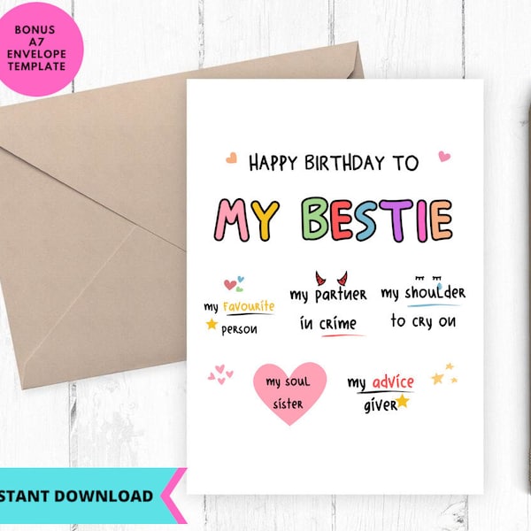 Printable Birthday Card, happy Birthday Card, best friend birthday, best friend, friend birthday, funny card, Printable, Digital, Download