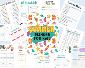 Kids Summer Planner Bundle: Bucket List, Movie Tracker (Digital Download)