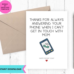 Tarjeta imprimible, tarjeta divertida del día del padre, feliz día del padre, tarjeta de felicitación, imprimible, digital, descarga