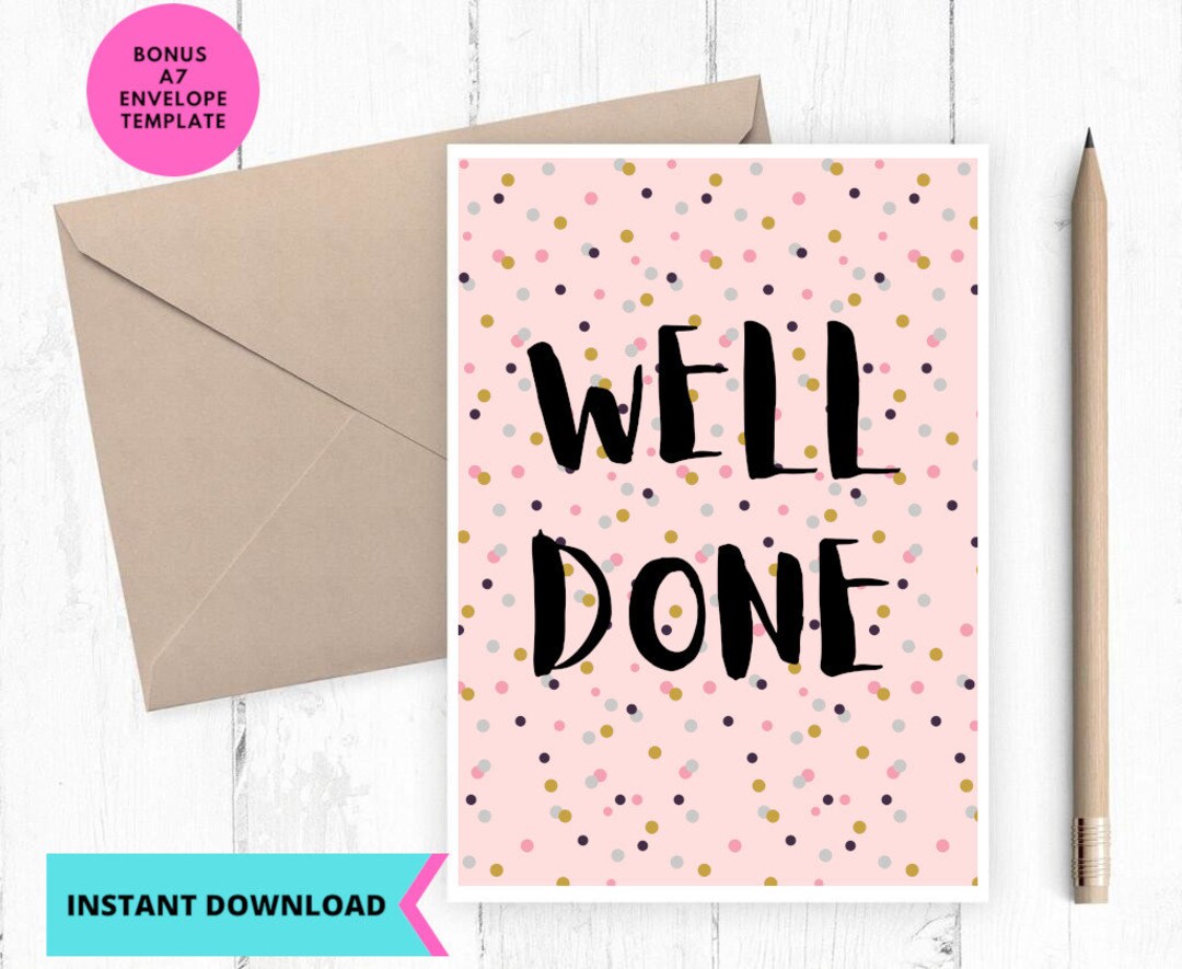 Printable Congratulations Card, Well Done Card, Printable, Digital, Download - Etsy