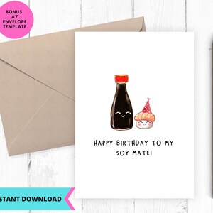 Printable Birthday Card, Cute Birthday Card,pdf birthday card , Greeting Card, Printable, Digital, Download, for soul mate, Digital Birthday