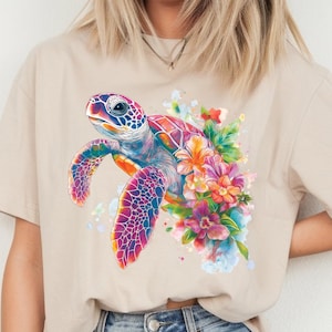 Sea Turtle Png, Sublimation Design, Beach  Png, Ocean Sublimation, Floral Turtle Png, T-Shirt Design, Instant Digital Download Png,