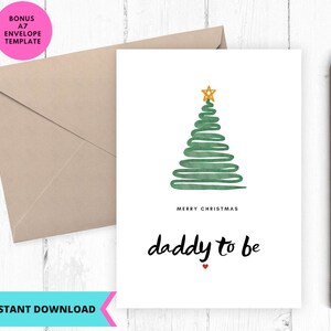 Biglietto di Natale stampabile, biglietto di Natale per il futuro papà, download immediato, stampabile, digitale, pdf