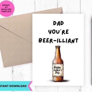 Carte de fête des pères, Bière à la bière, Carte de bière, Carte imprimable, Carte de voeux, Imprimable, Numérique, Téléchargement