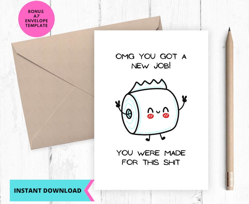 Printable New Job Card, New Job Card, You Got a New Job Card, Instant ...