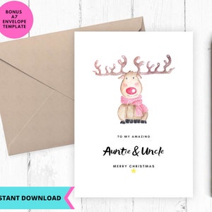 Druckbare Weihnachtskarte, Tante und Onkel Weihnachtskarte, sofortiger Download, bedruckbar, Digital, pdf
