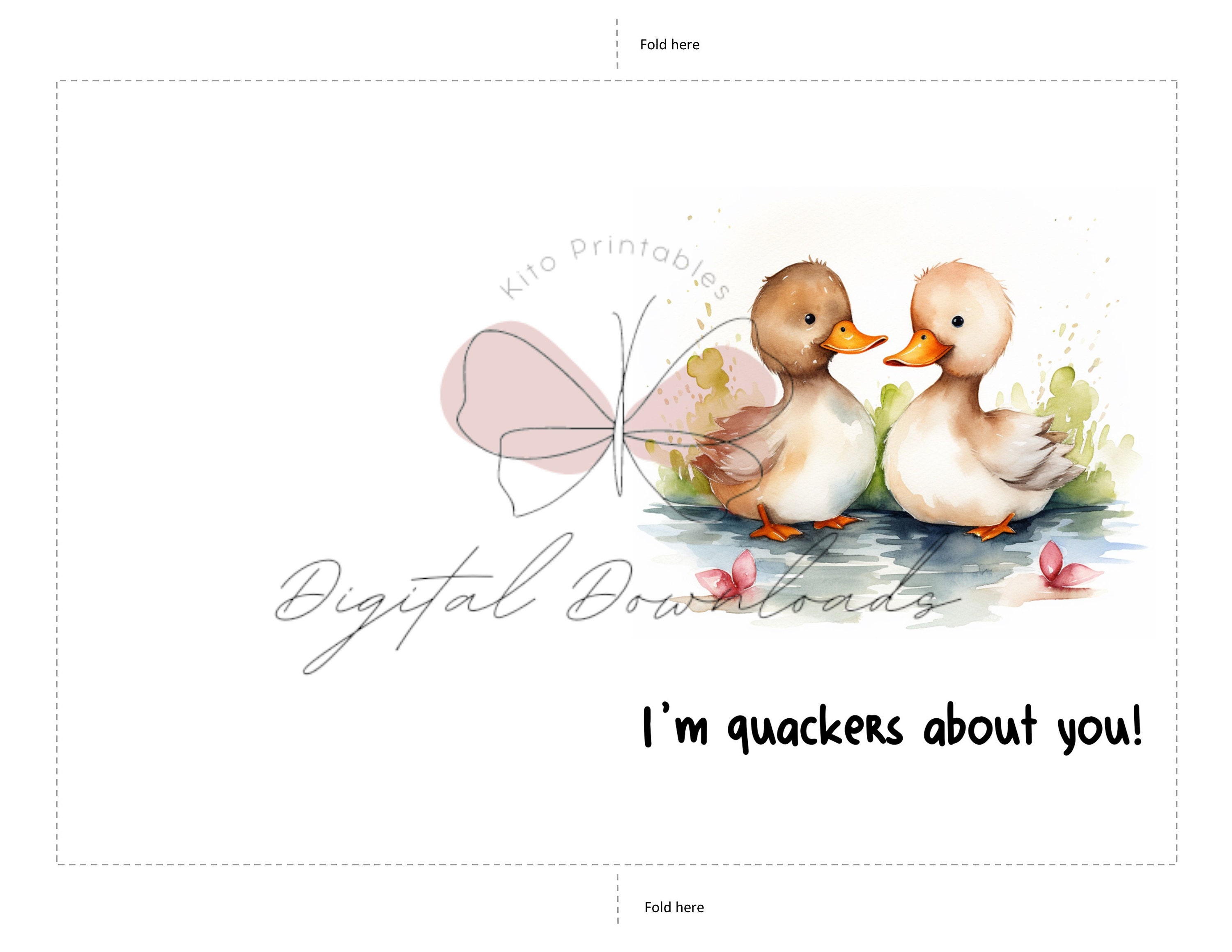 Printable Duckling Love Card: 'quackers About You' (PDF) - Etsy