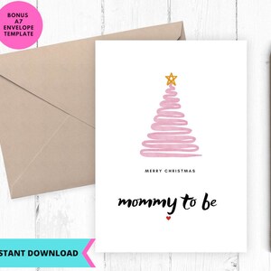 Tarjeta de Navidad imprimible, Tarjeta de Navidad para la futura mamá, descarga instantánea, imprimible, digital, pdf