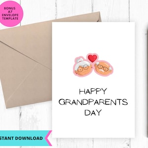 Tarjeta imprimible, tarjeta del día de los abuelos, feliz día de los abuelos, amor de abuelos, imprimible, digital, descarga