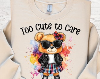 Fashion Teddy Bear Girl PNG: Leather Jacket, Glasses (Digital Download)