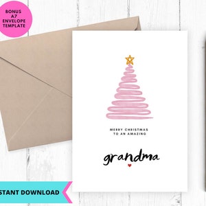 Carte de Noël imprimable, carte de Noël pour grand-mère, téléchargement immédiat, imprimable, numérique, pdf