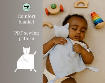 Cuddle blanket Cat | PDF sewing pattern | instructions and video tutorial | gift for a child | comfort blanket | cuddle | easy to make.