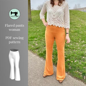 Flared pants High Waist | pdf naaipatroon | duidelijke werkbeschrijving en video tutorial | maat EU/US S-XXL | patroon voor beginners
