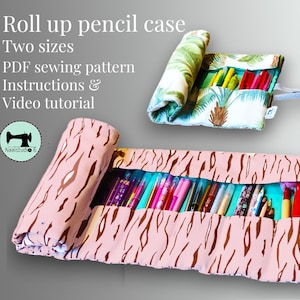 Roll up pencil case pattern for 35 or 70 pencils! | work description & Video tutorial | PDF sewing pattern | easy to make