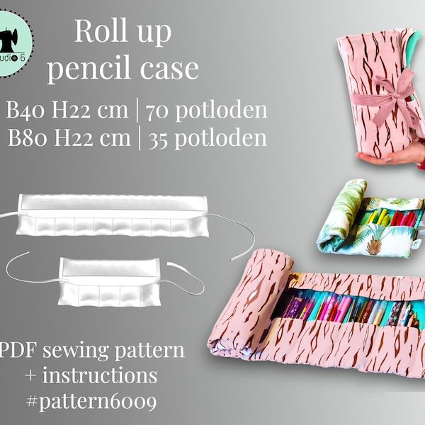 Roll-up pencil case | PDF sewing pattern| size S for 35 pencils | size M for 70 pencils | easy to sew | includes clear instructions