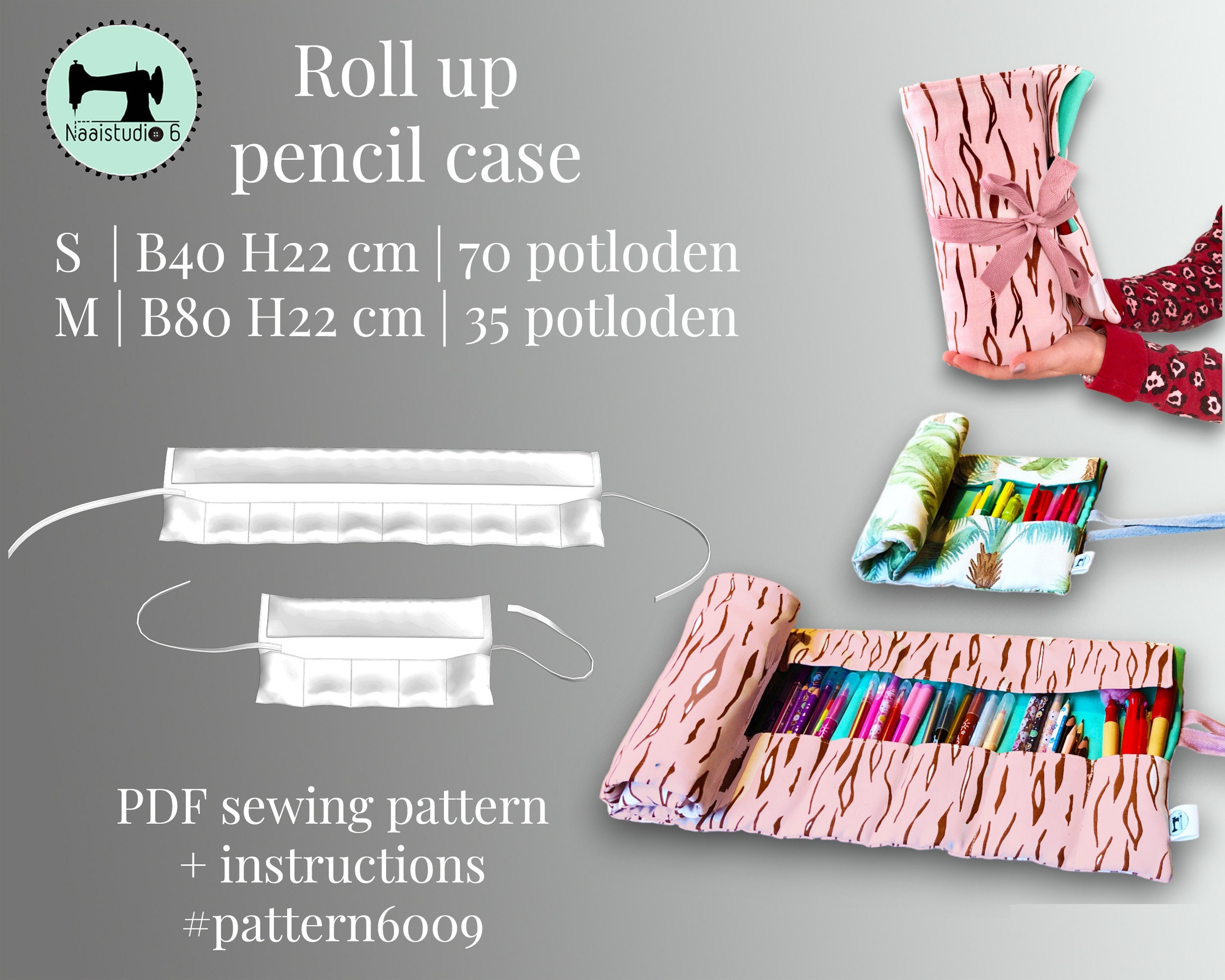 Roll Up Pencil Case in 2 sizes Sewing Pattern