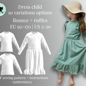 The perfect dress or shirt for your daughter | PDF sewing pattern for girls aged 2 to 16 years old | easy to make | with work instructions