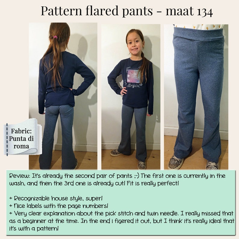 Flared Pants Child Pdf Sewing Pattern Incl. Clear Work Etsy