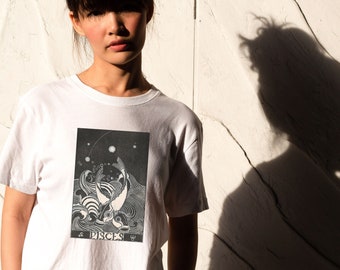 Pisces tee, Dark Academia shirt, vintage astrological illustration, Astrology Pisces sun tshirt, Pisces rising, Pisces gift