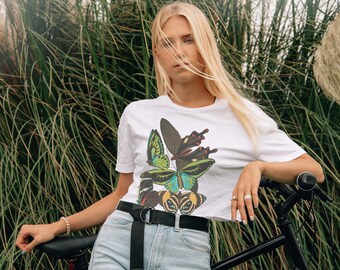 Academia butterfly tshirt, insect shirt, unisex dark academia clothing, alternative aesthetic tee, oversized indie clothing, butterfly top