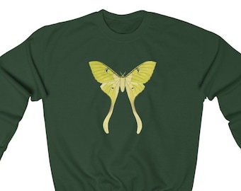 LUNA MOTH insect shirt, Light Academia clothing, poet shirt |  Luna Moth Sweatshirt | Cottage core | Dark Academia | Moth Sweatshirt |