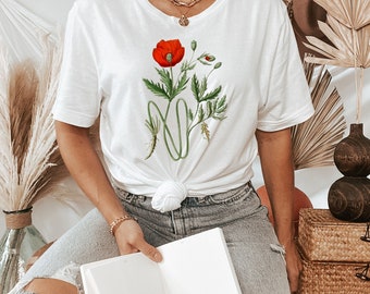 Cottagecore shirt | poppy tee for nature lovers | Light Academia tshirt | botanical illustration | vintage poppy shirt | California gift tee