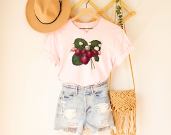 Strawberry shirt, Cottagecore tee, Fairycore botanical clothing, Gardening shirt, fruit shirt, light academia clothing