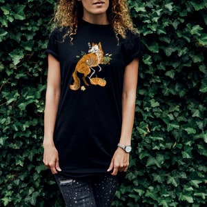 Dark Academia Halloween Women's Fox Shirt Creepy fox tshirt Cute and creepy halloween tshirt Dark Cottagecore clothing image 5