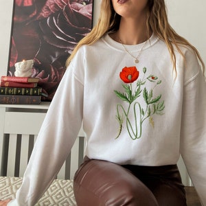 California Poppy Cottagecore Sweatshirt | Light Academia sweatshirt | Poet shirt | bookish shirt | Academia aesthetic