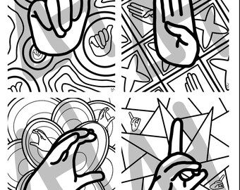 Pagine da colorare con l'alfabeto ASL