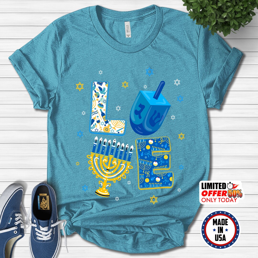 Love Hanukkah Shirt Menorah Shirt Holidayhanukkah Shirt Etsy