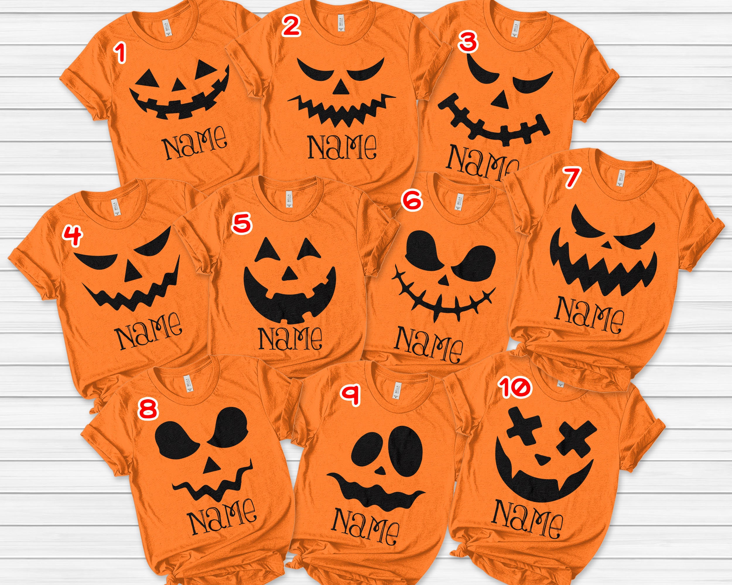 Discover Pumpkin Face Custom Name Shirt, Halloween Family Group Shirt