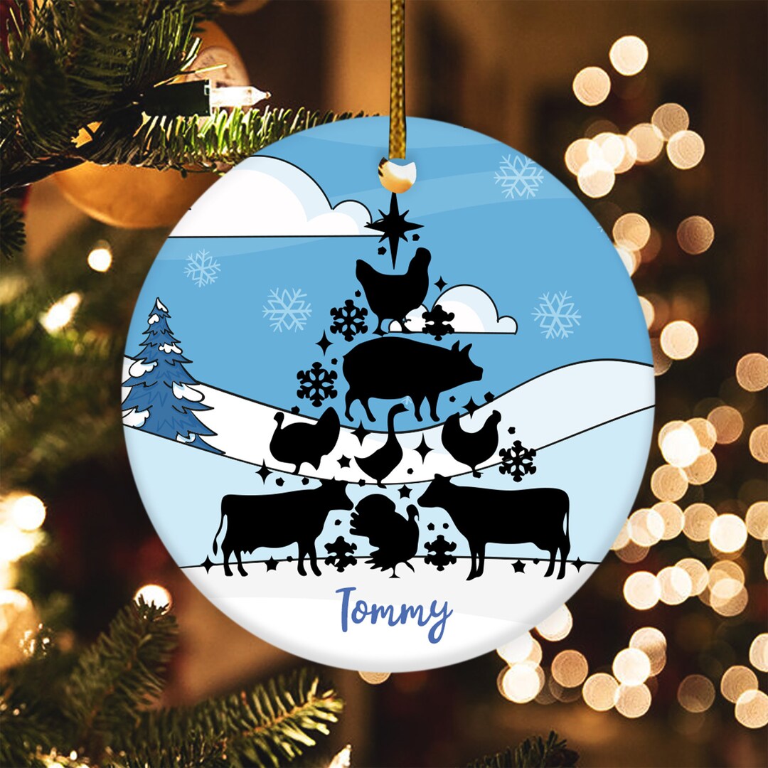 Personalized Farm Animal Christmas Tree Ceramic Ornament - Etsy