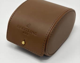 Breitling 1884 Genuine Leather Single Watch Travel Storage Case Brown Pouch