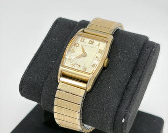 Vintage Hamilton Tank Watch 10K Gold Filled Small Seconds Art Deco Speidel Band