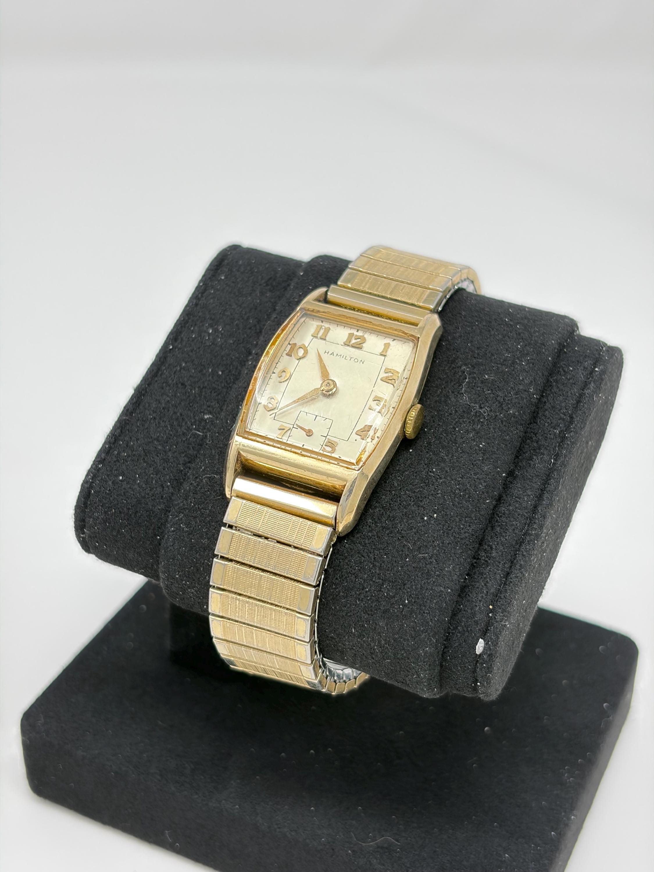Vintage Hamilton Ladies Watch 10K Gold Filled Art Deco USA Stretch Band 10k Gold Hamilton Womens Ladies Watch - Etsy main image 4
