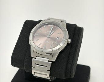 Pulsar Mens Watch Stainless Steel Gray Dial Quartz Date 50M Water Resist