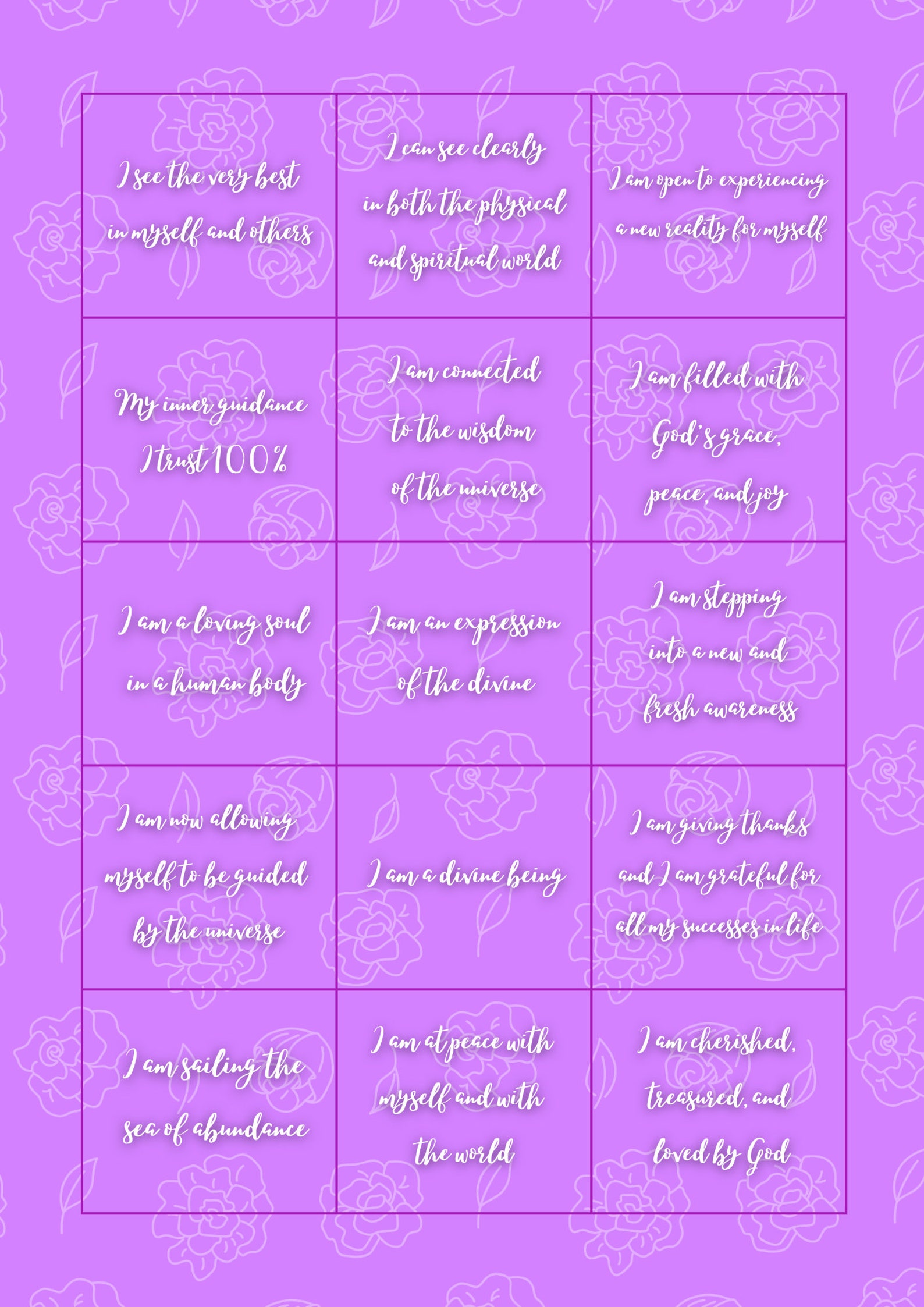 Printable Spiritual Affirmation Cards, Manifestation Cards, Daily ...