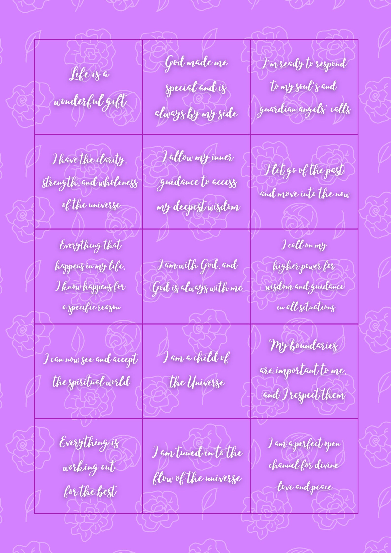 Printable Spiritual Affirmation Cards, Manifestation Cards, Daily ...