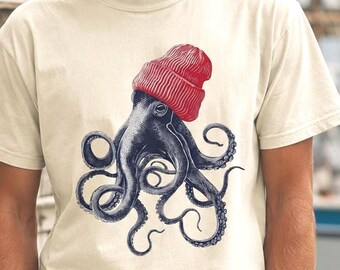 Fisherman Octopus Shirt, Garment-Dyed 100% Ring-Spun Cotton, Relaxed Unisex Fit