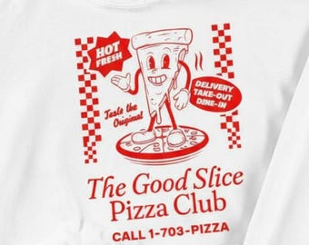 Pizza Club Hoodie Retro Cartoon Pizza Graphic Sweatshirt For Food Lovers Comfort Pullover