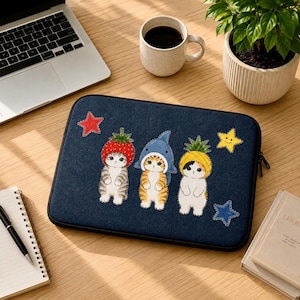Housse pour ordinateur portable motif chat, étui Kawaii pour MacBook, rembourrée en néoprène, 13-15 pouces