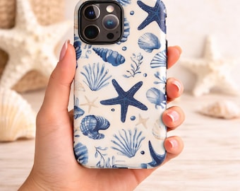 iPhone Case Nautical Shell Starfish Beach Phone Cover Tough Case