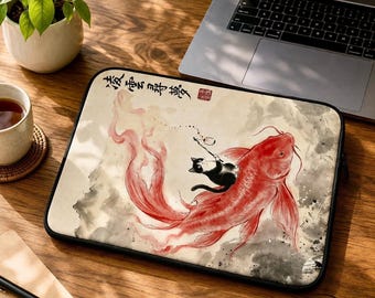 Funda para portátil con diseño de peces koi japoneses, funda para MacBook de 13 y 15 pulgadas.